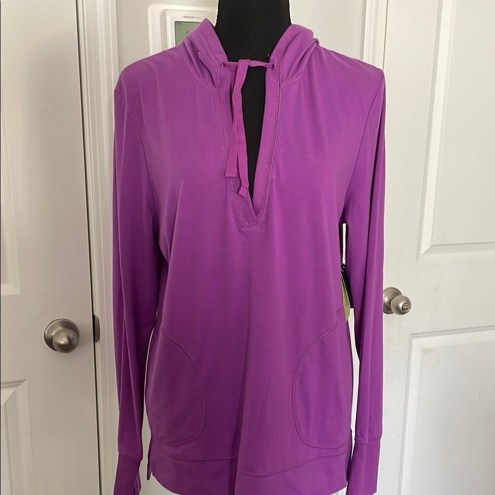 TEK GEAR DryTek Hoodie Sweat Shirt SizeL Berry Color Athletic Sporty Relaxed Fit - Picture 4 of 9